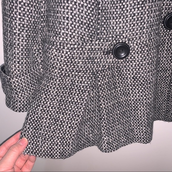 Short black and white houndstooth pea coat - Picture 3 of 6